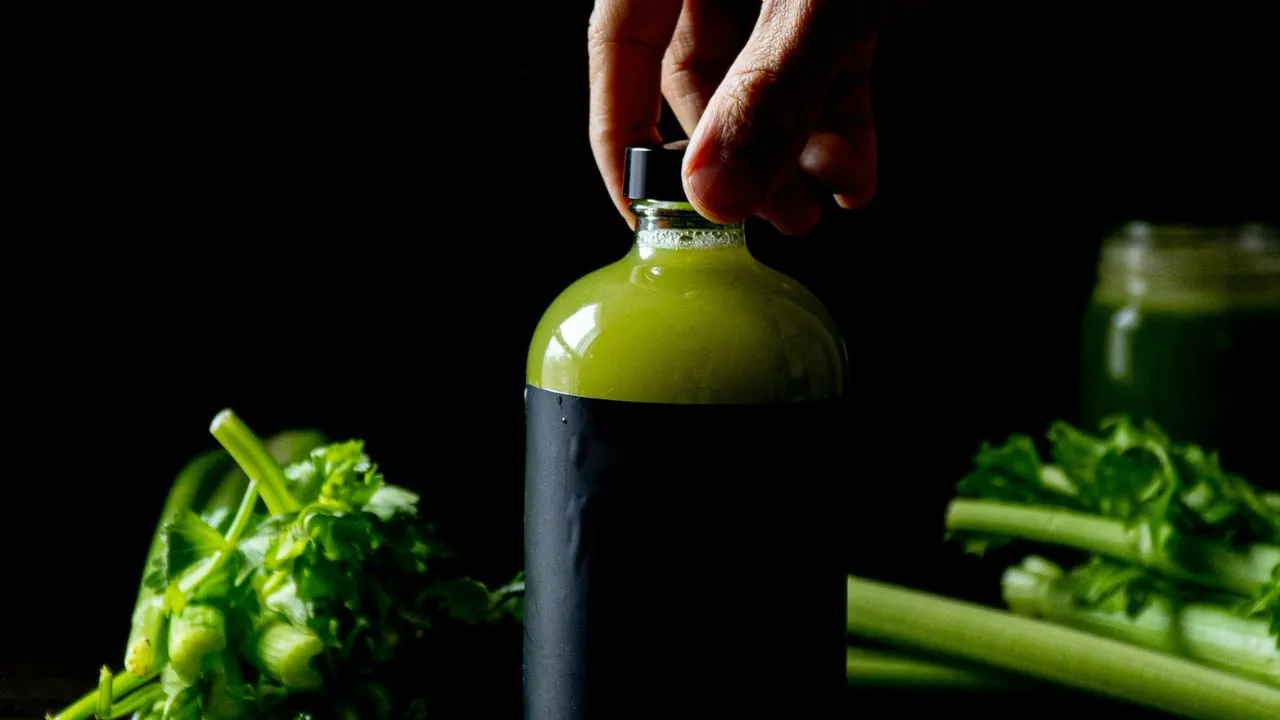 celery juice in bottle