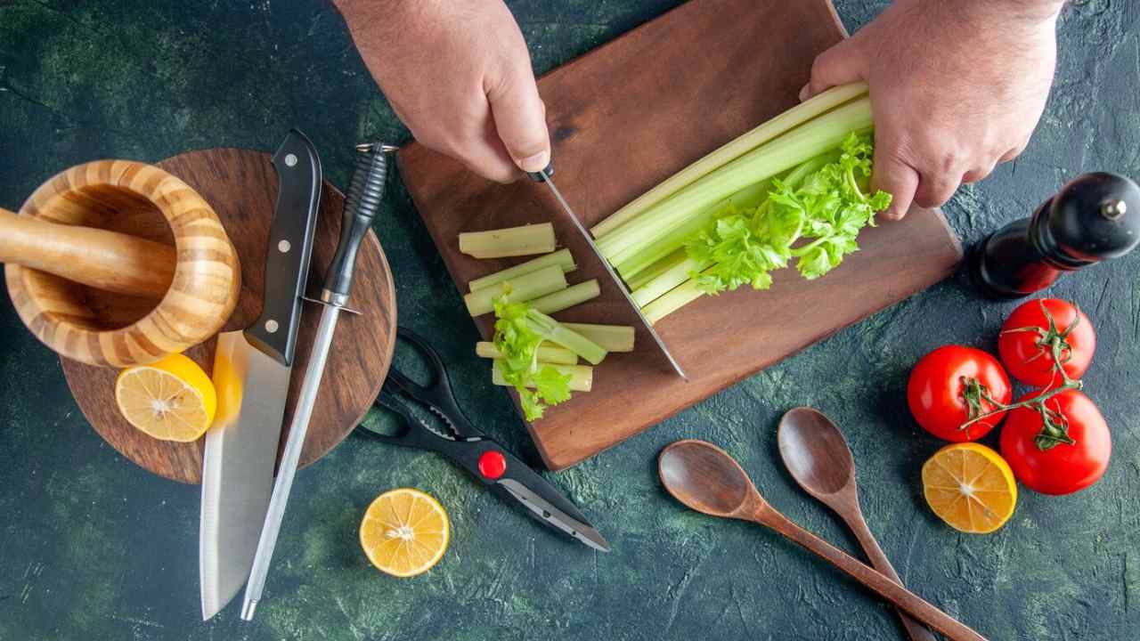 cutting celery