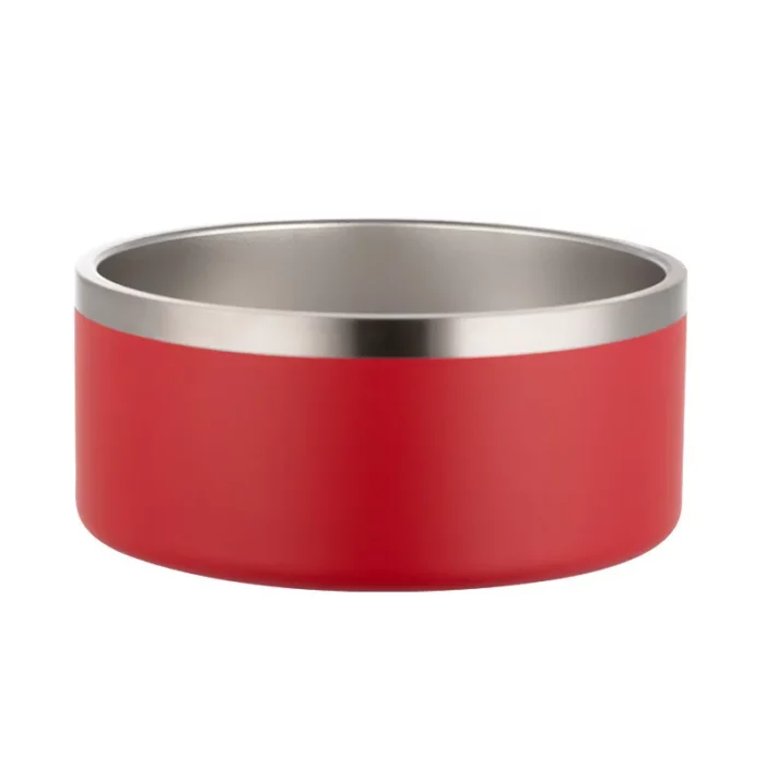 red stainless steel dog bowl