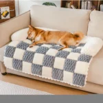 Plaid Plush Dog Sofa Mat - Image 4