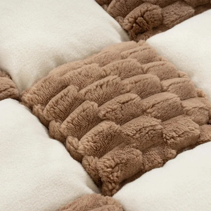 Plaid Plush Dog Sofa Mat - Image 3