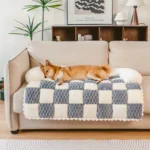 Plaid Plush Dog Sofa Mat - Image 8